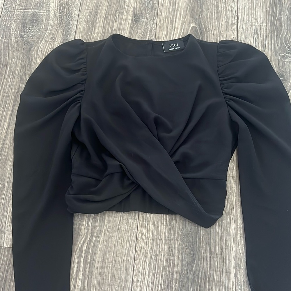 Vici Elegant Black Puff Sleeve Blouse